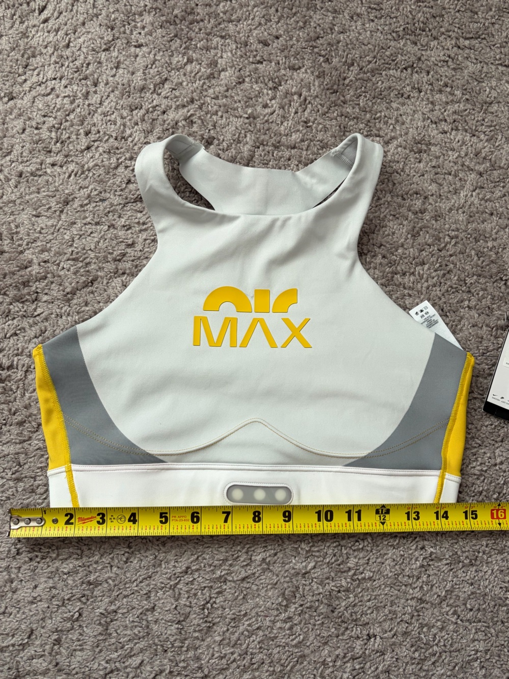Nike AirMax Grey and Yellow Sports Bra - Picture 2 of 6